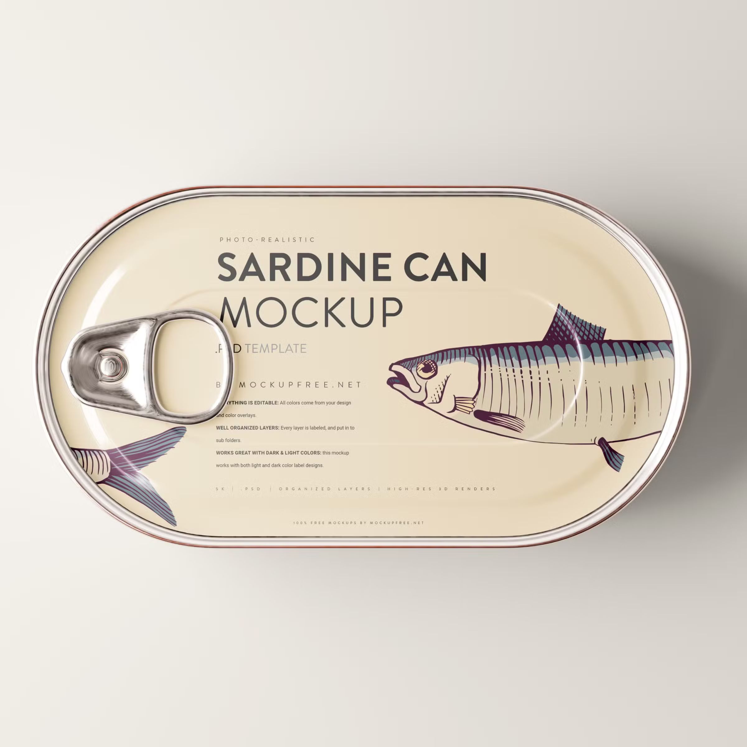 Oval Shaped Tuna Can Mockup