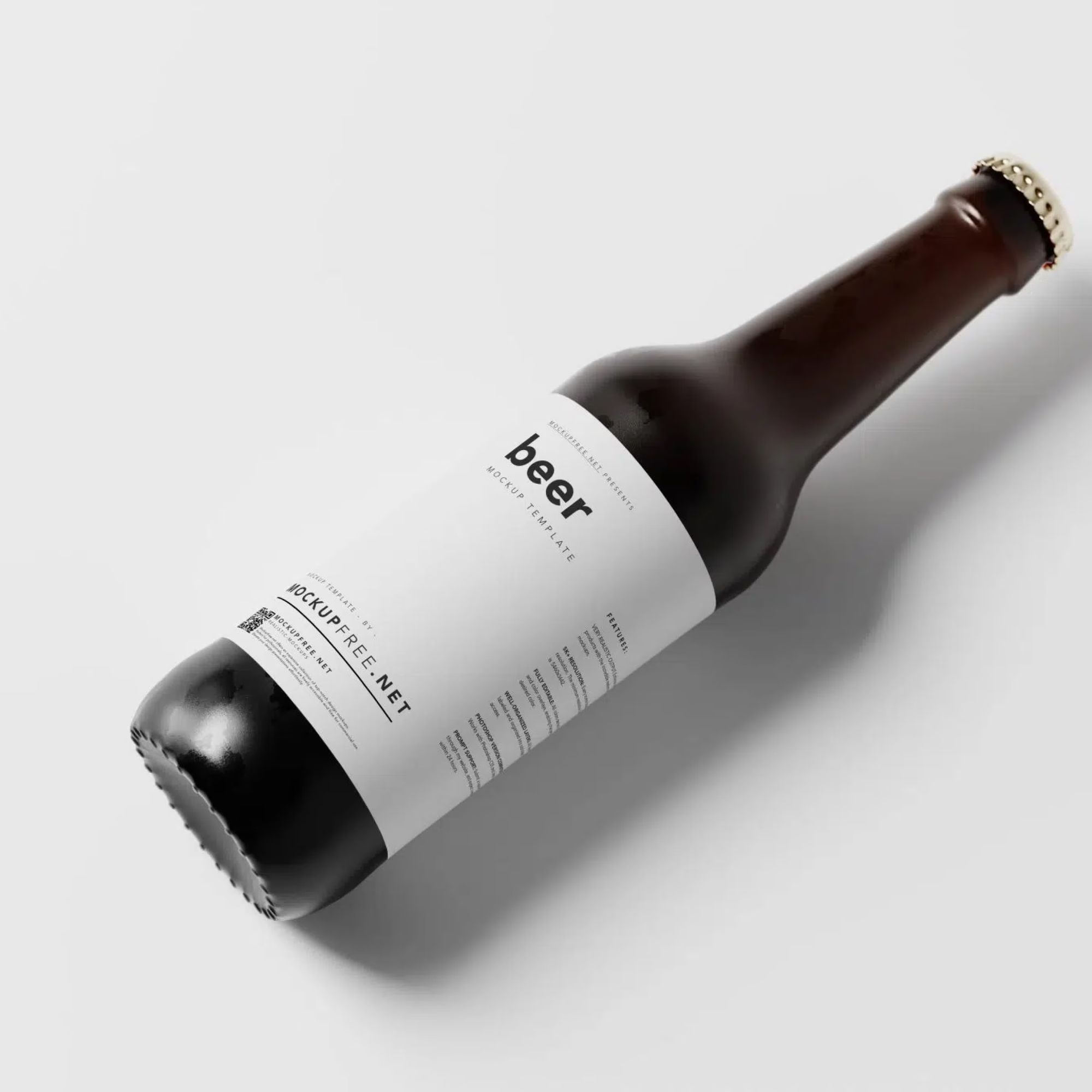 Amber Color Longneck Beer Bottle Mockup 6