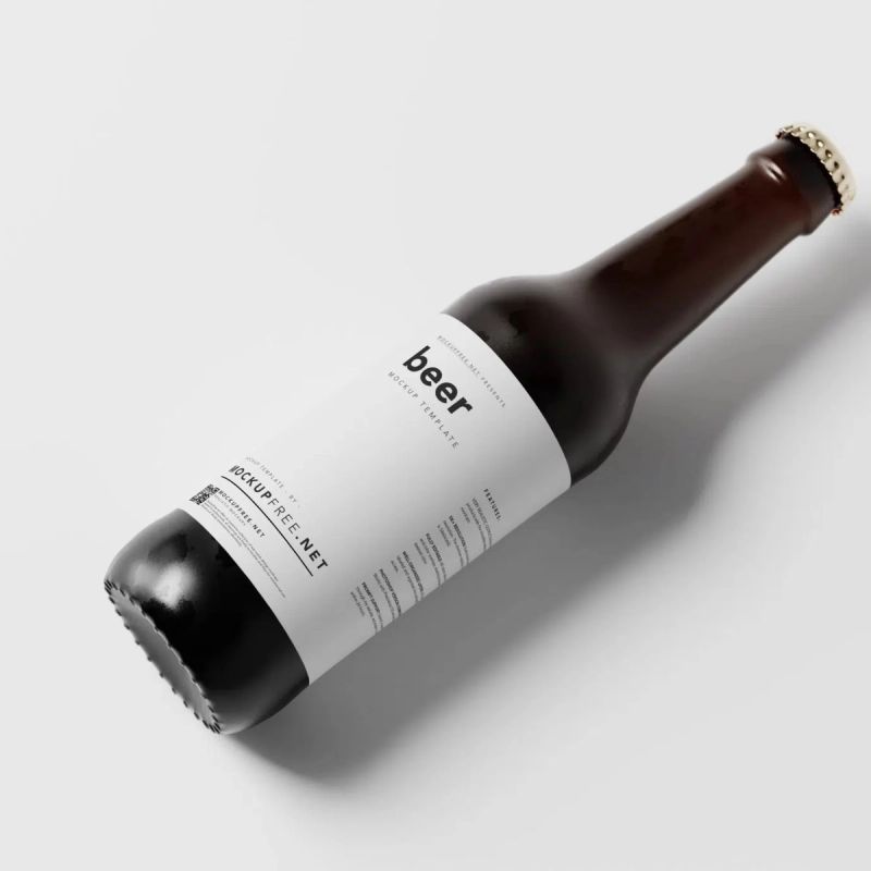 Amber Color Longneck Beer Bottle Mockup 6