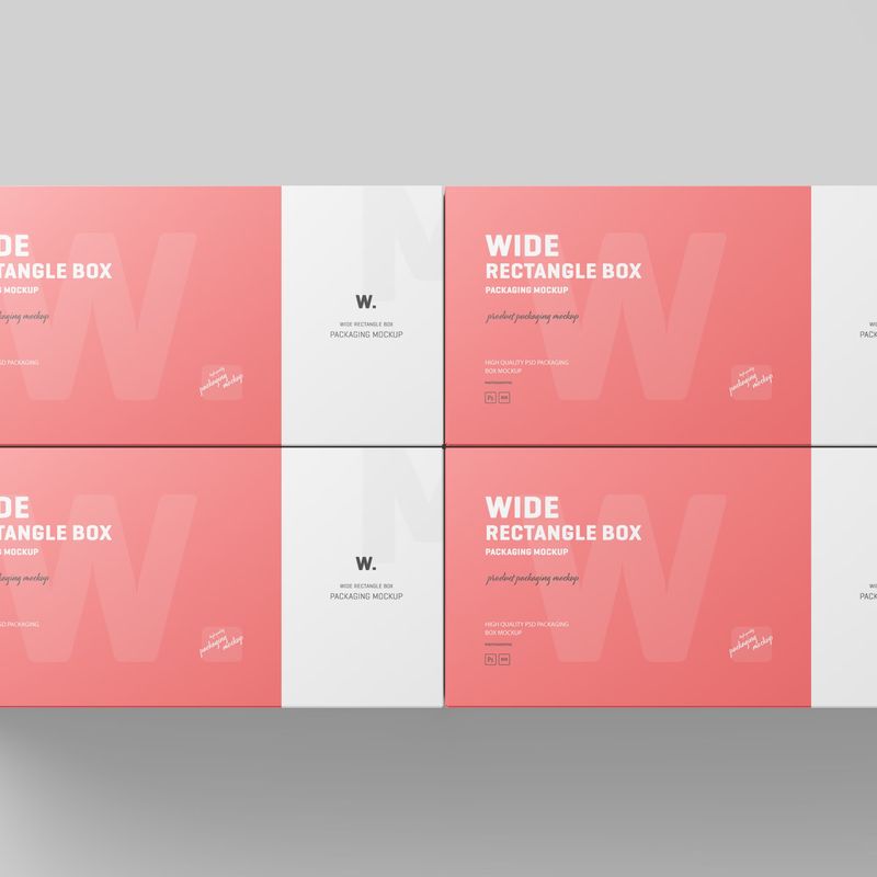 Free Wide Rectangle Box Packaging Mockup 2