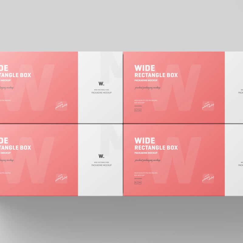 Free Wide Rectangle Box Packaging Mockup 2