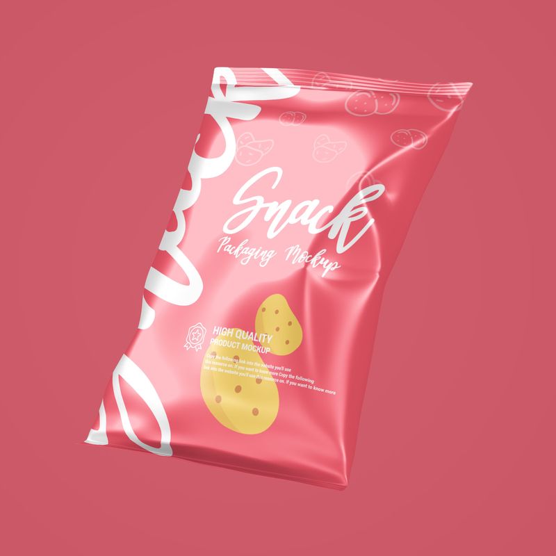 Chips Snacks Foil Pack PSD Packaging Mockup