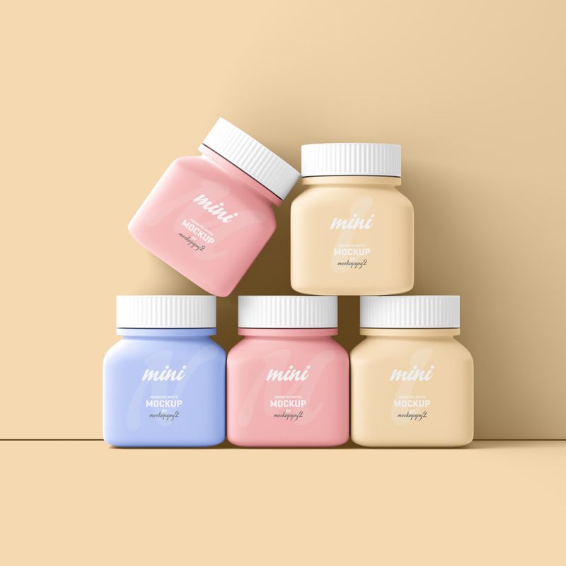 Small Square Pill Bottle Mockup 2