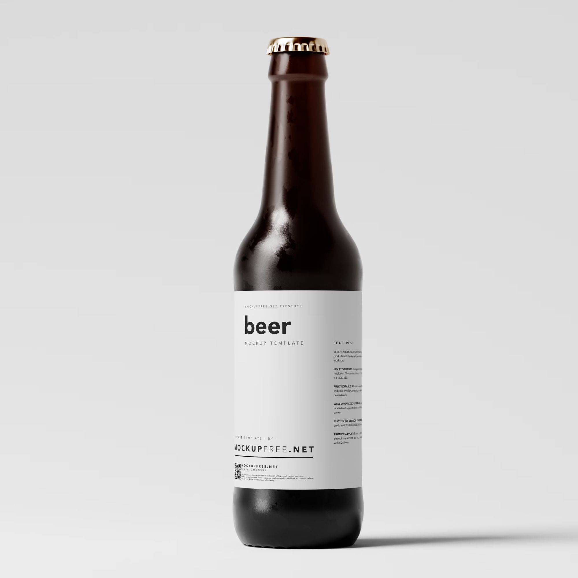 Amber Color Longneck Beer Bottle Mockup