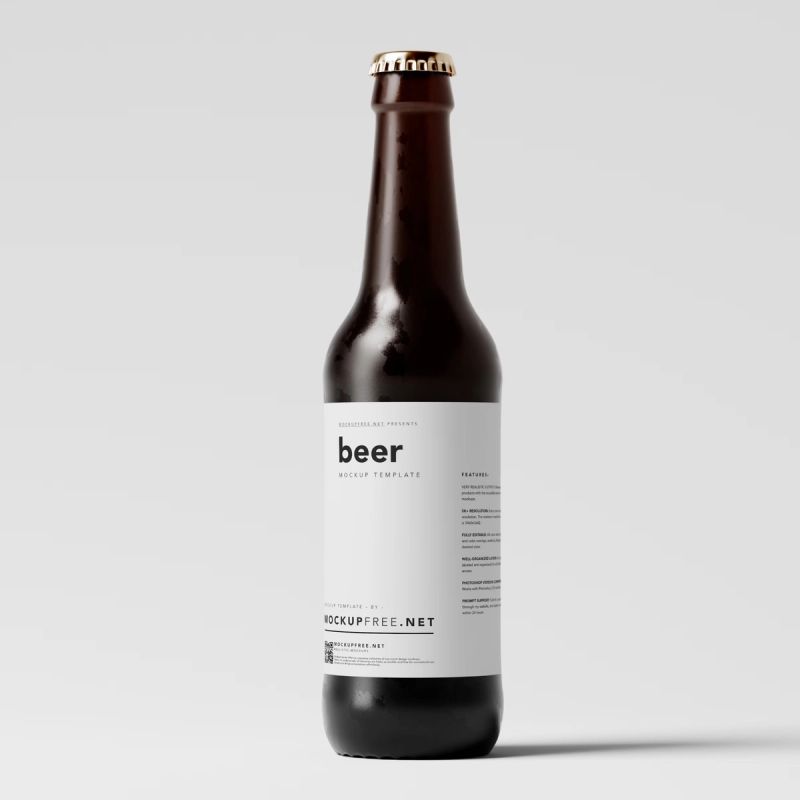 Amber Color Longneck Beer Bottle Mockup