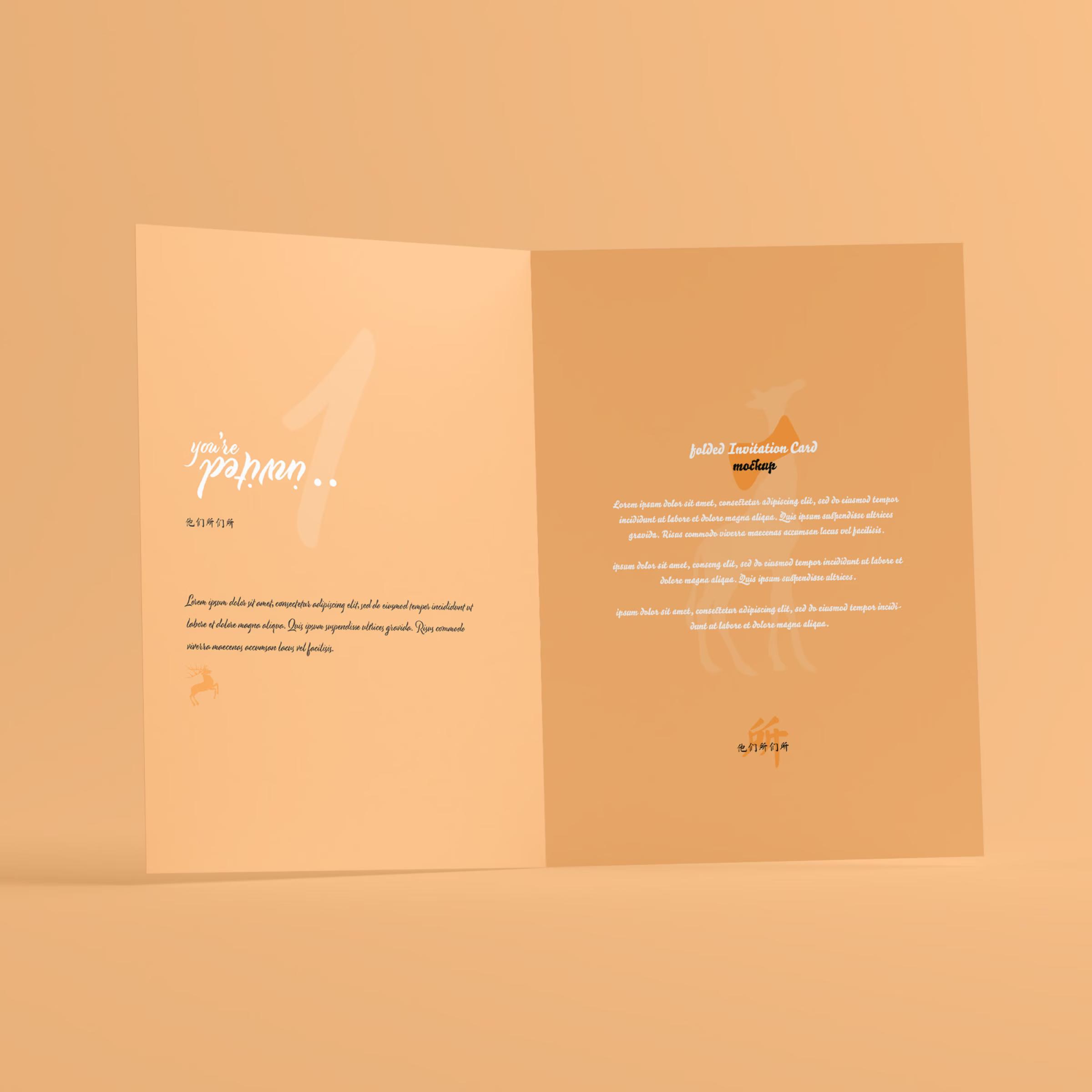 A5 Folded Wedding Invitation Card Mockup 3