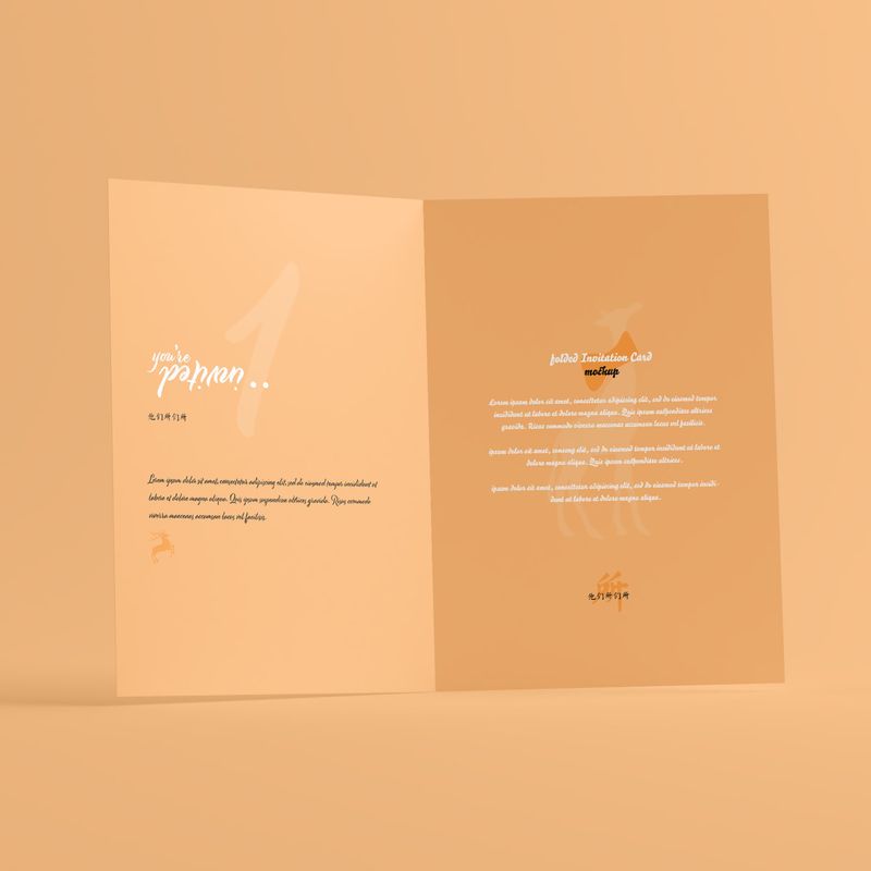 A5 Folded Wedding Invitation Card Mockup 3