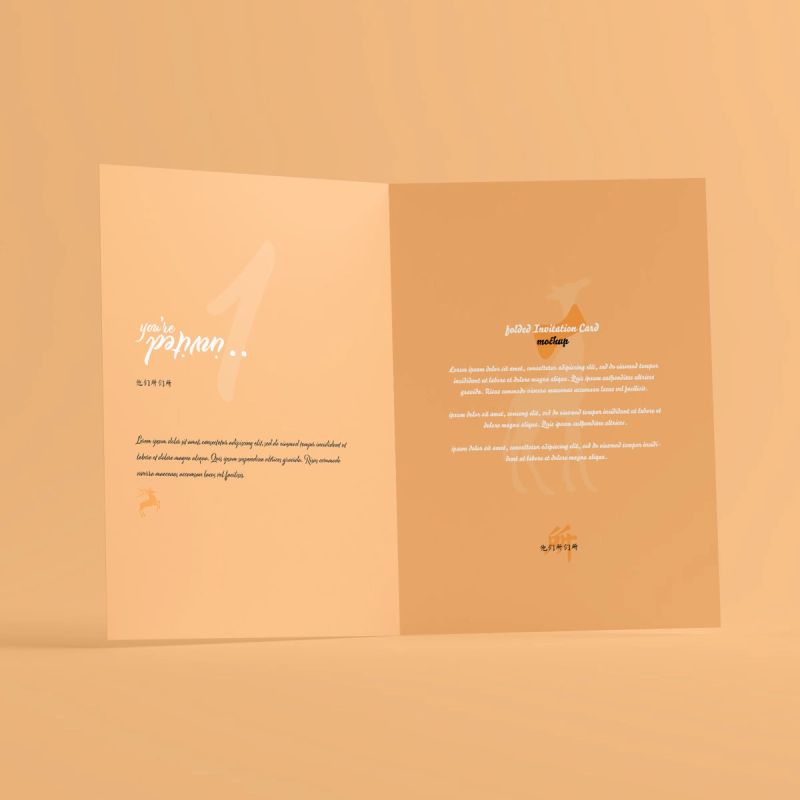 A5 Folded Wedding Invitation Card Mockup 3