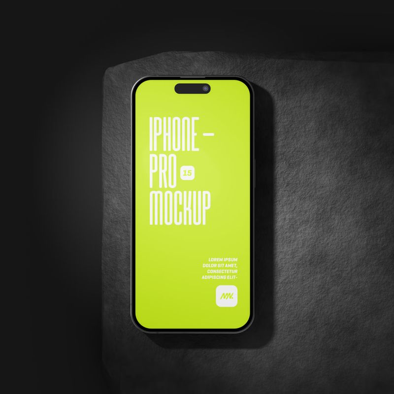 Free iPhone 15 Pro On Rock Mockup 2