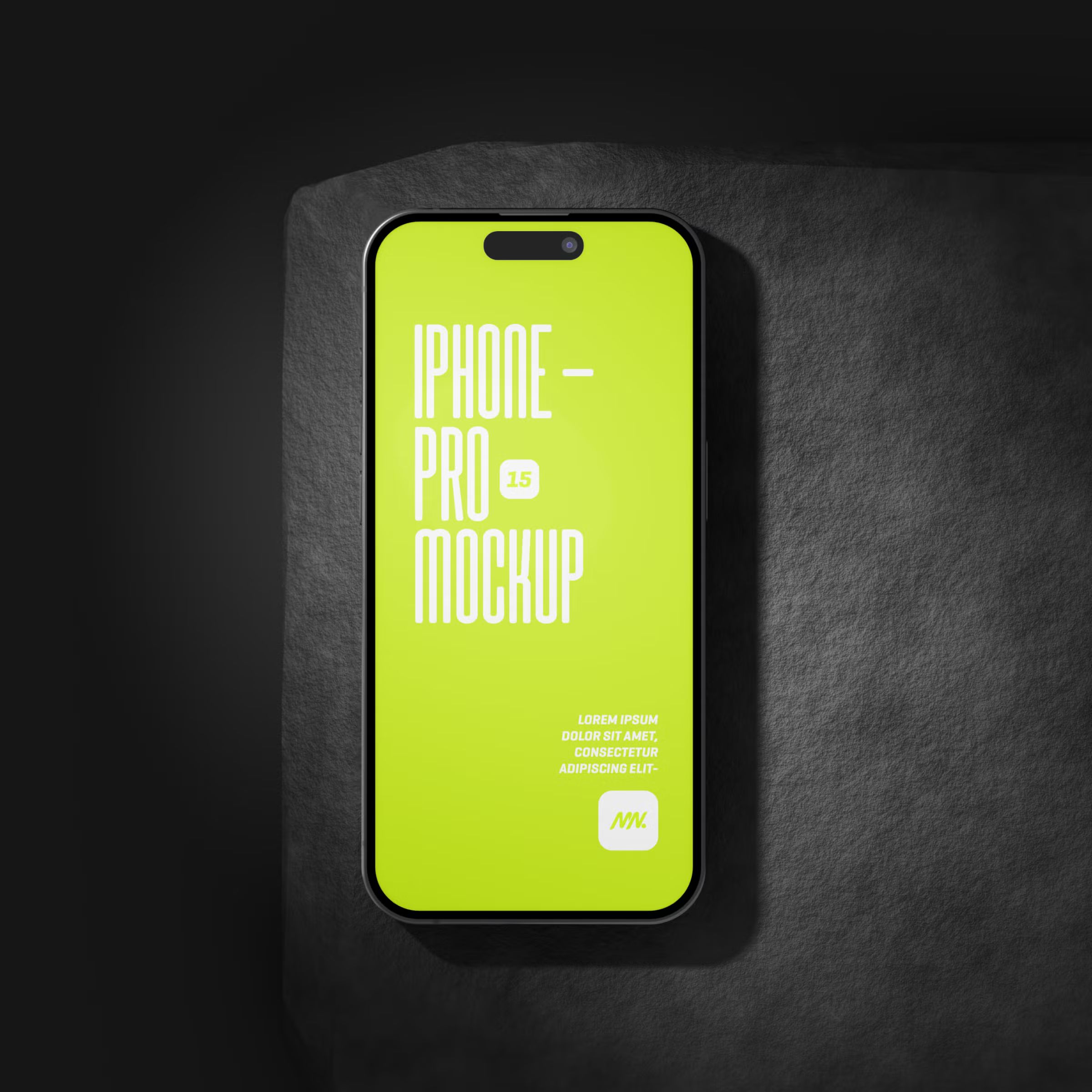 Free iPhone 15 Pro On Rock Mockup 2