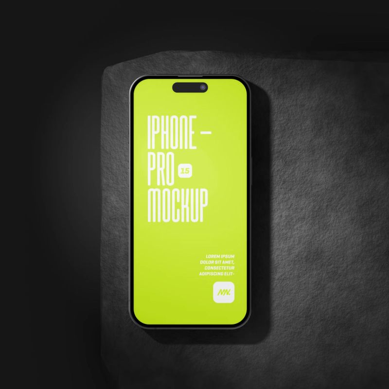 Free iPhone 15 Pro On Rock Mockup 2