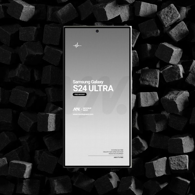 Free Galaxy S24 Ultra Mockup On Cube Stones