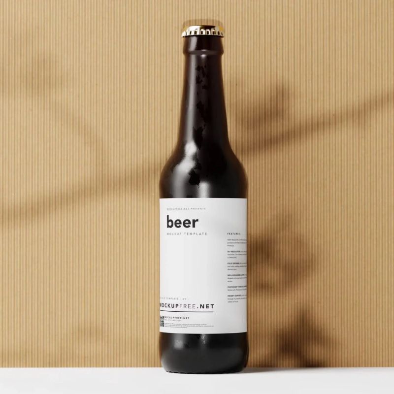 Amber Color Longneck Beer Bottle Mockup 3