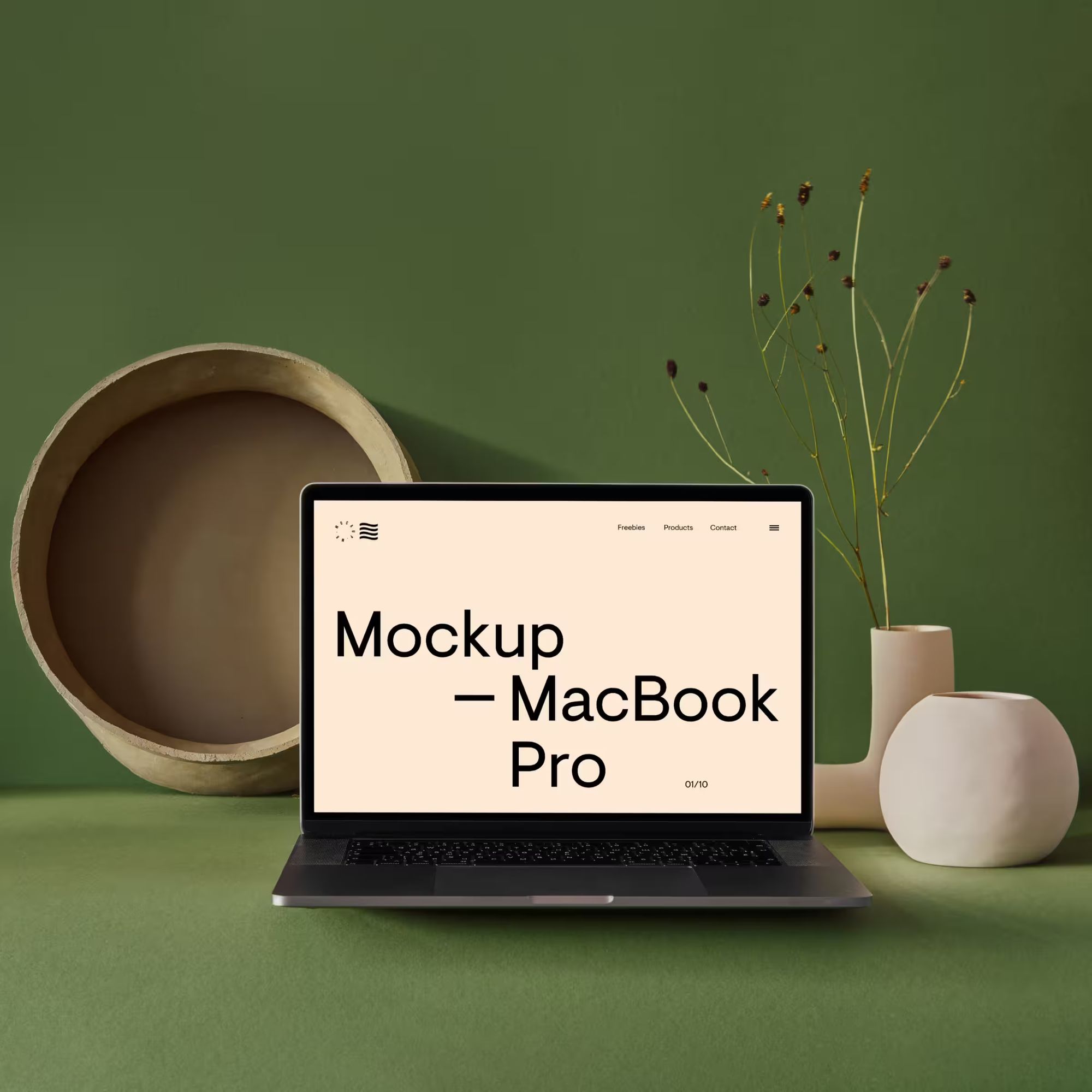 MacBook Pro with Vase Mockup