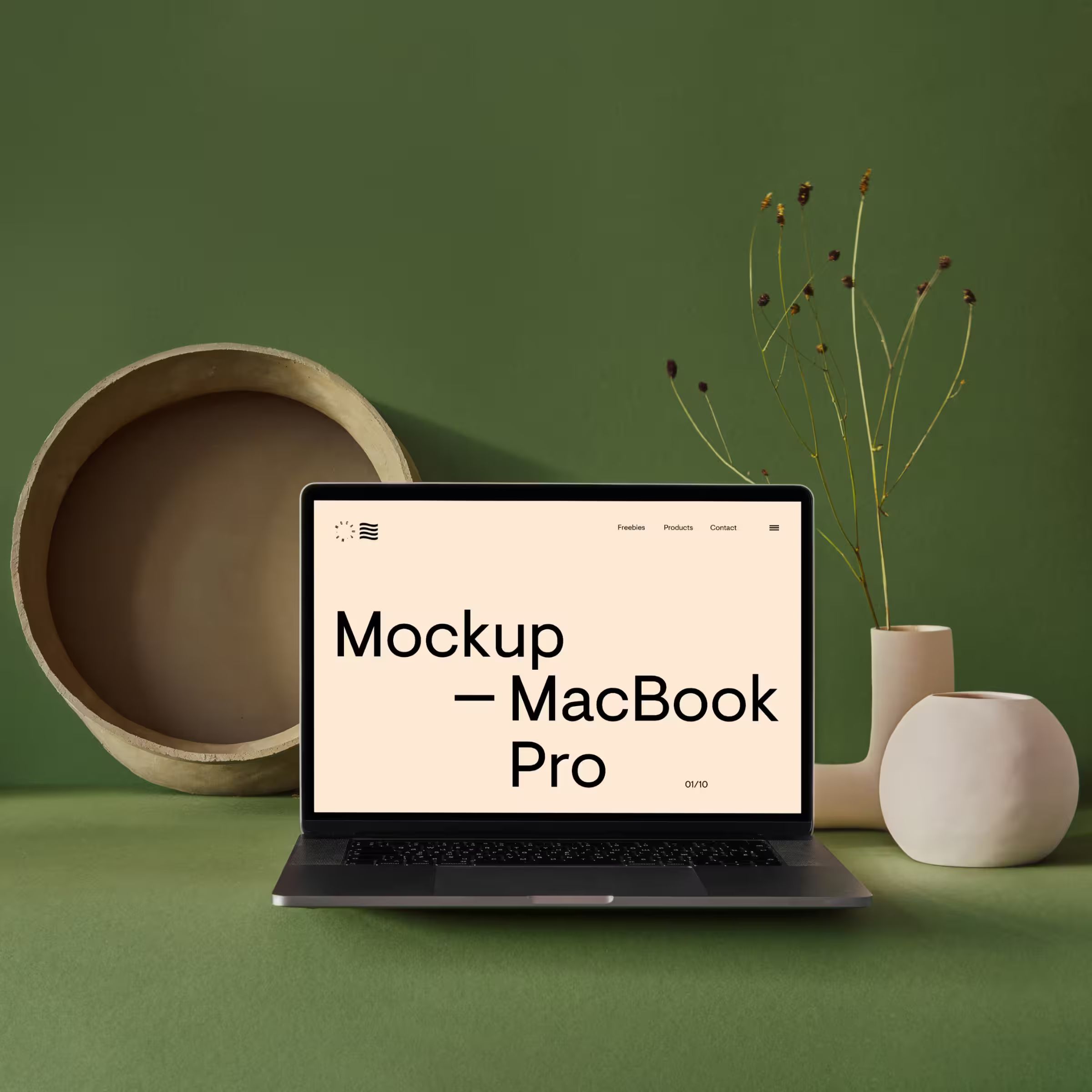 MacBook Pro with Vase Mockup
