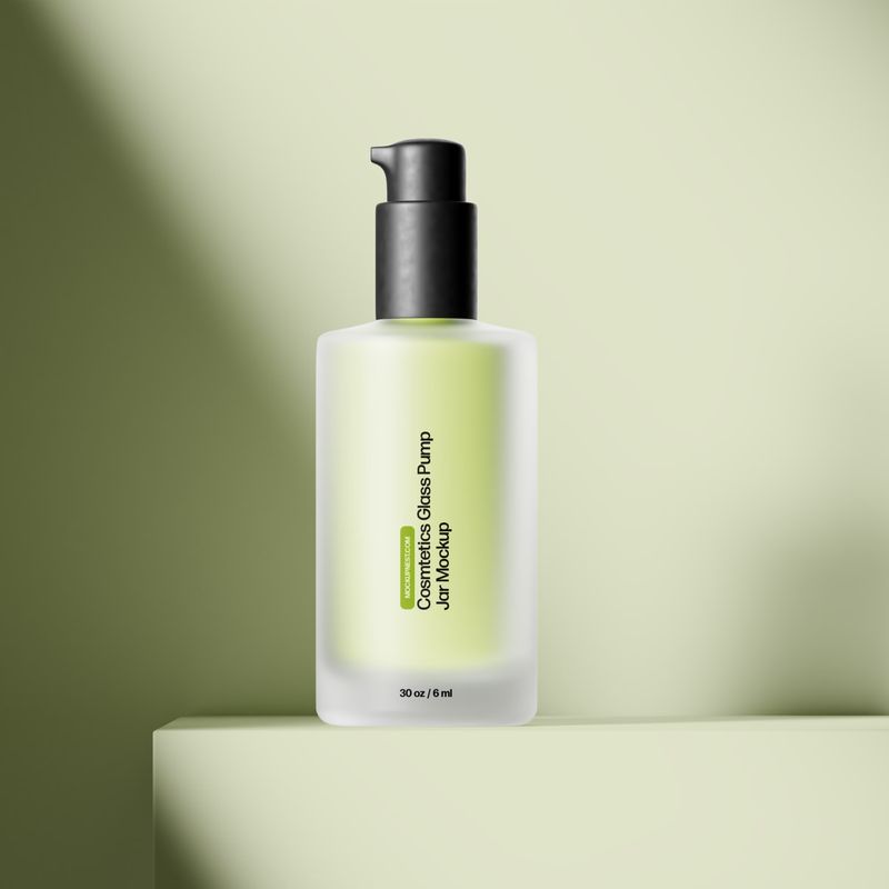 Cosmetics Glass Pump Jar Mockup 3