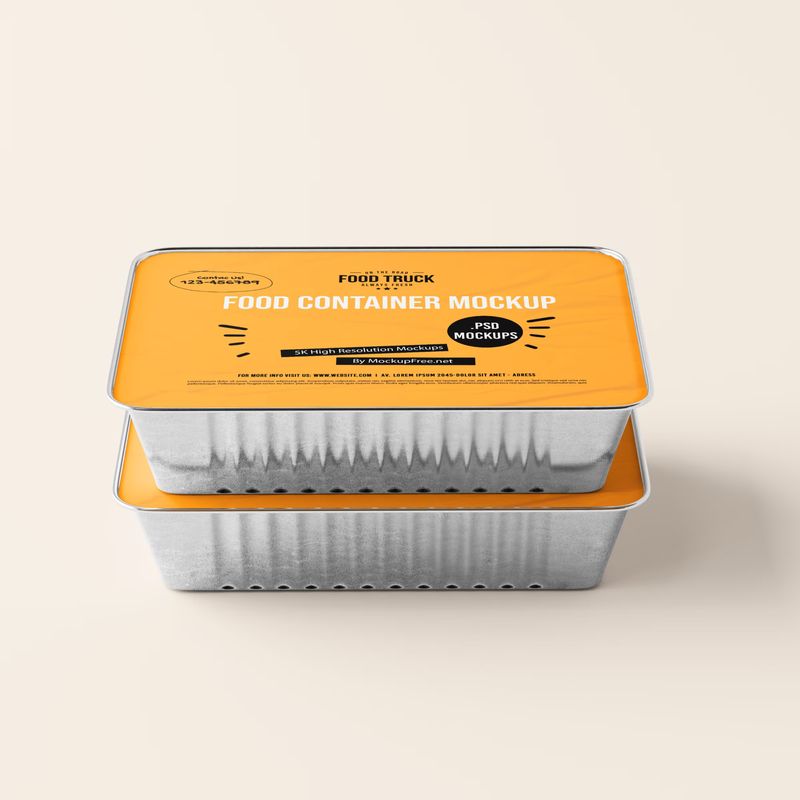 Large Aluminum Food Container Box Mockup