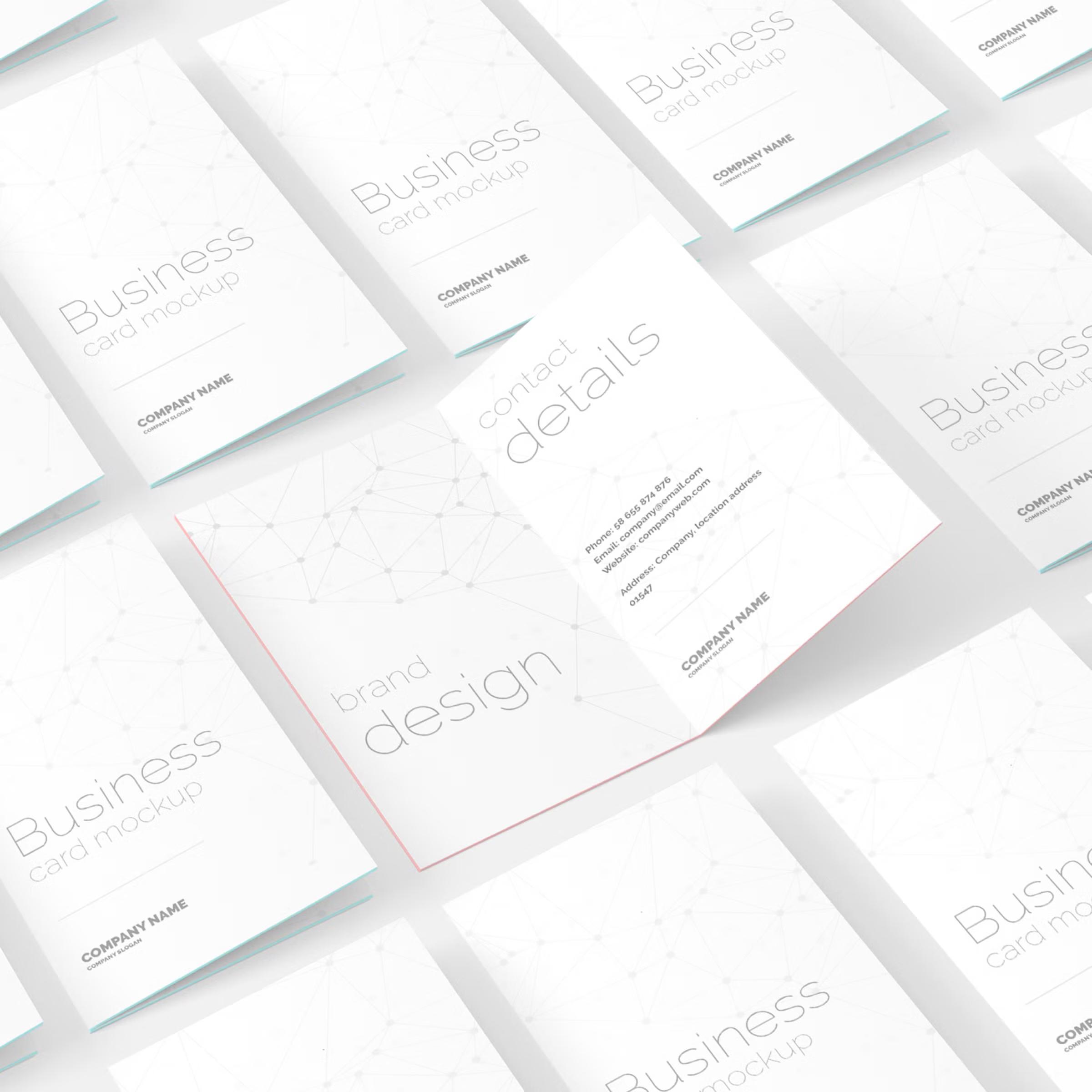 Portrait Folded Business Card Mockup 4