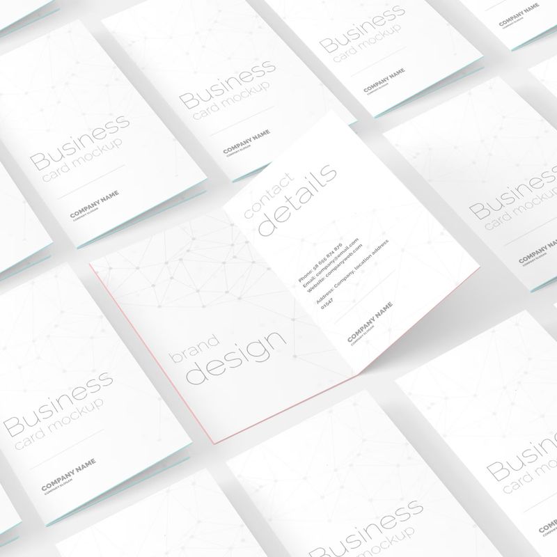 Portrait Folded Business Card Mockup 4