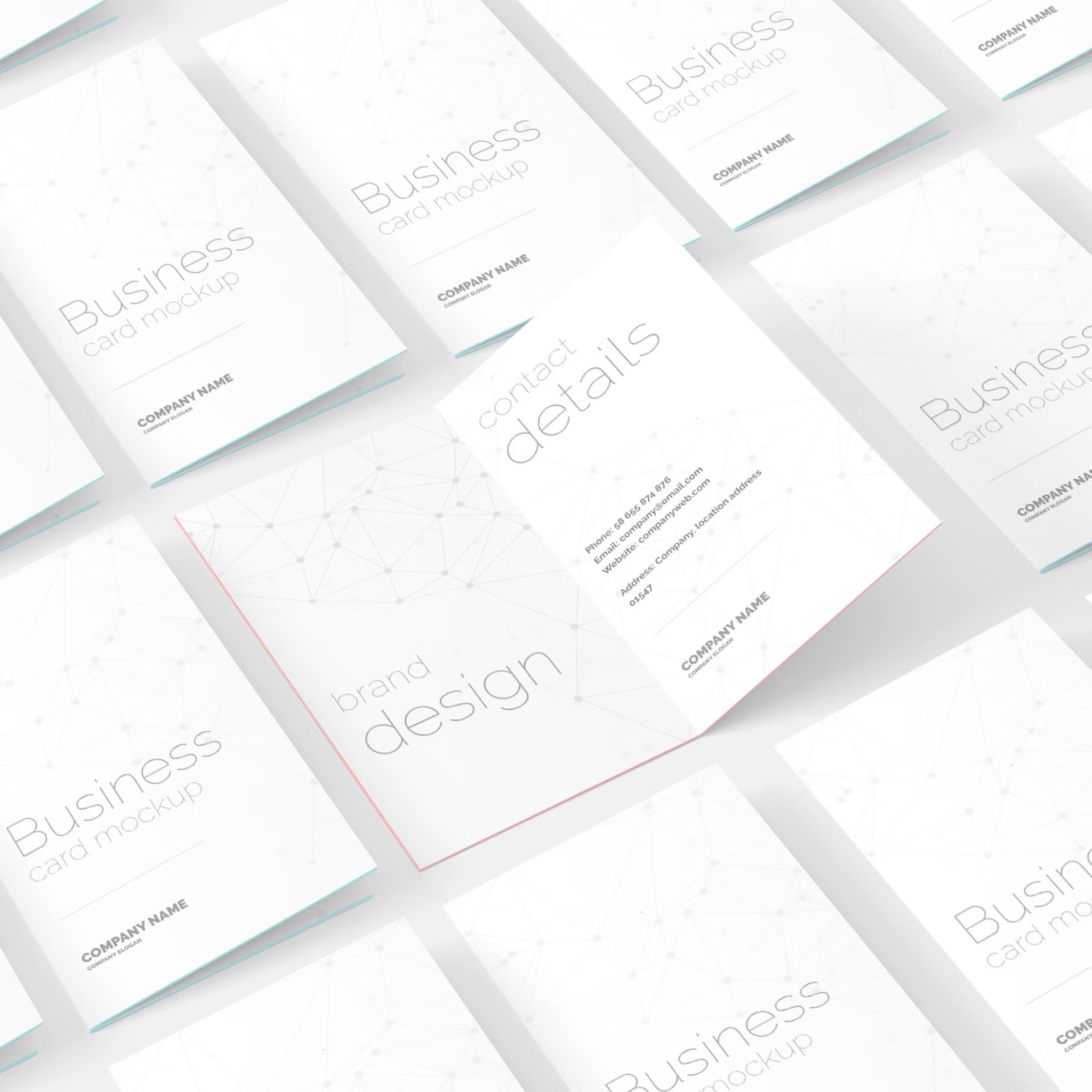 Portrait Folded Business Card Mockup 4