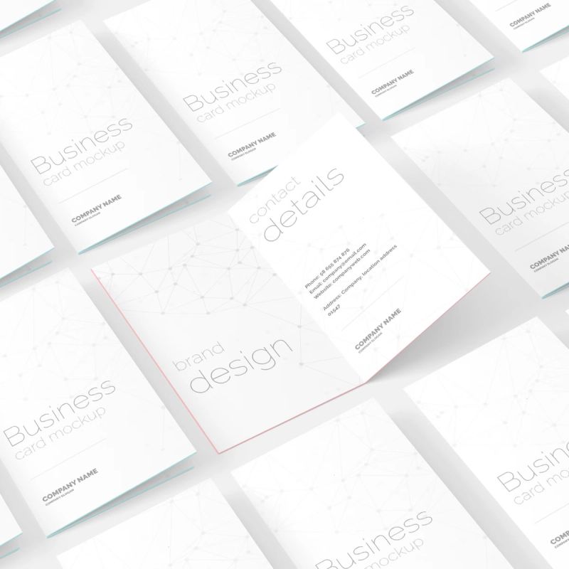 Portrait Folded Business Card Mockup 4