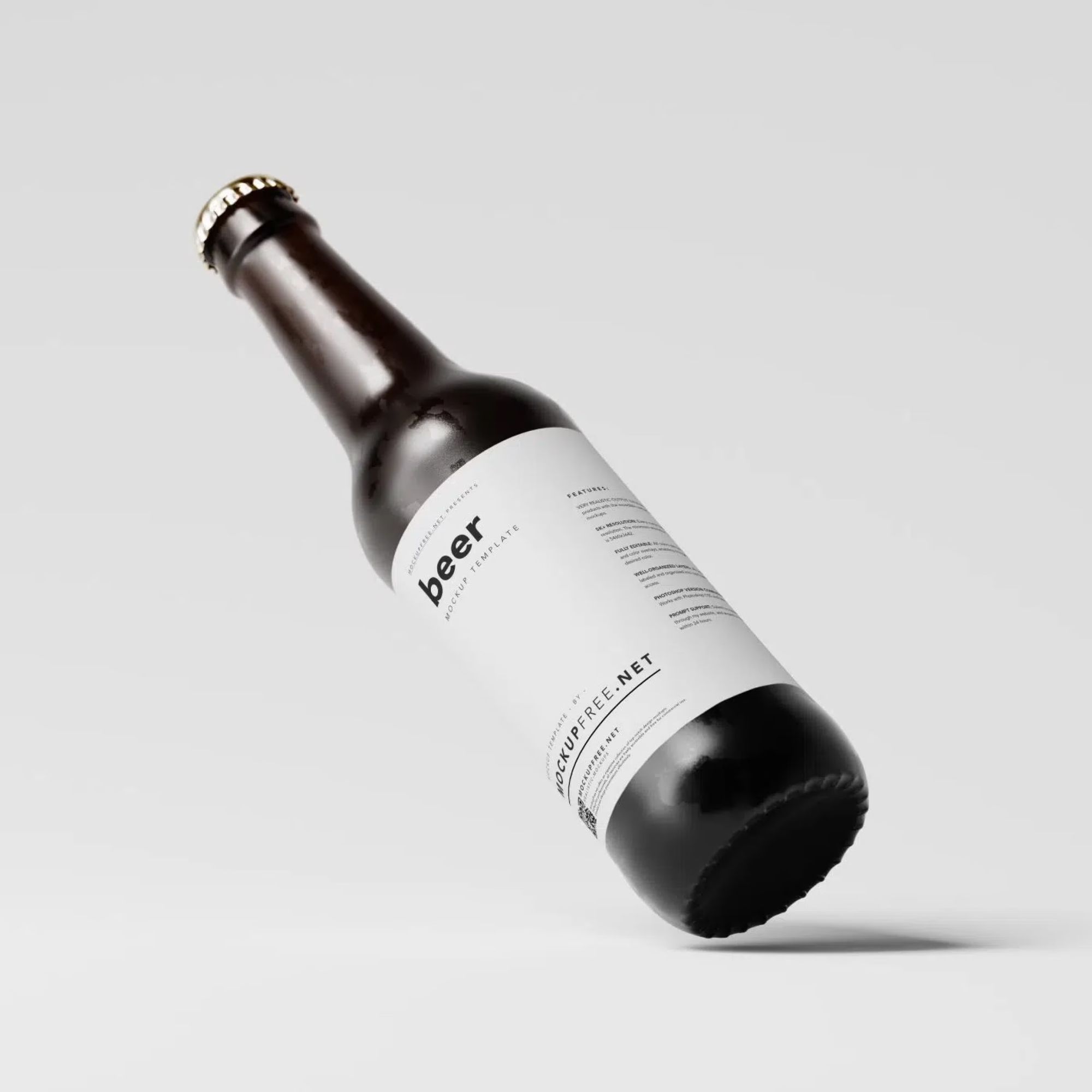 Amber Color Longneck Beer Bottle Mockup 5