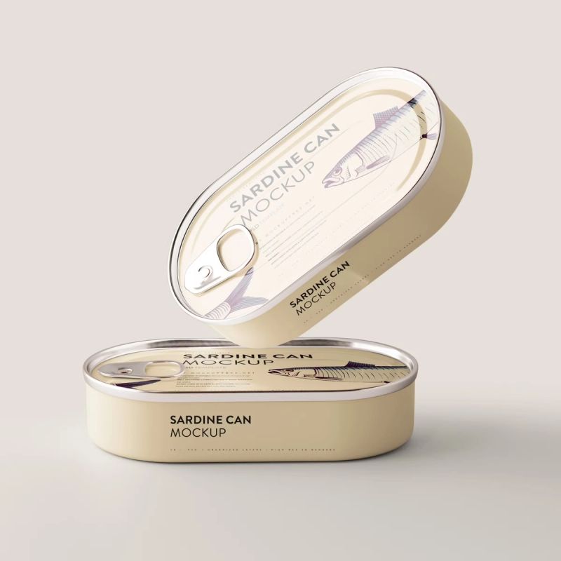 Oval Shaped Tuna Can Mockup 2