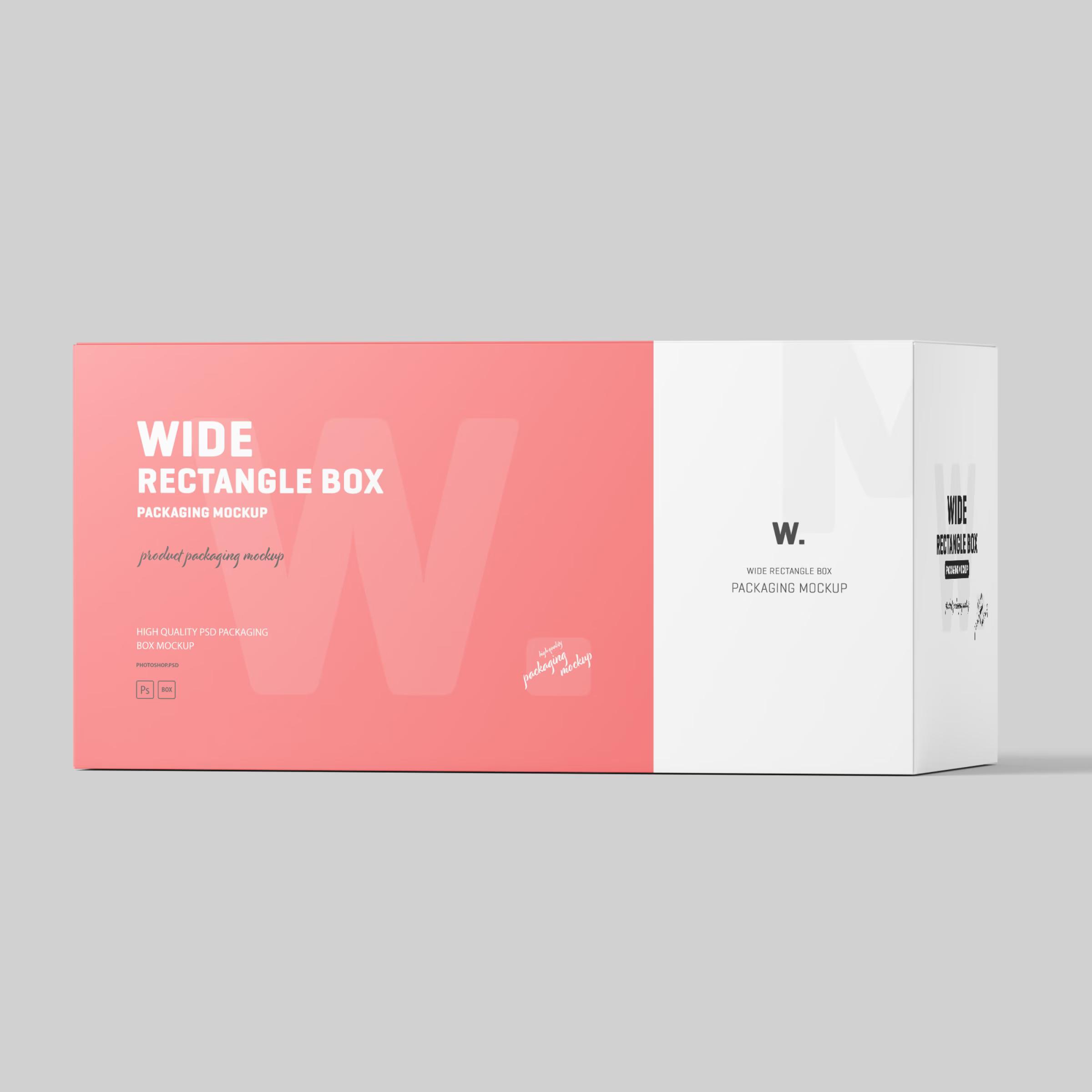 Free Wide Rectangle Box Packaging Mockup 3