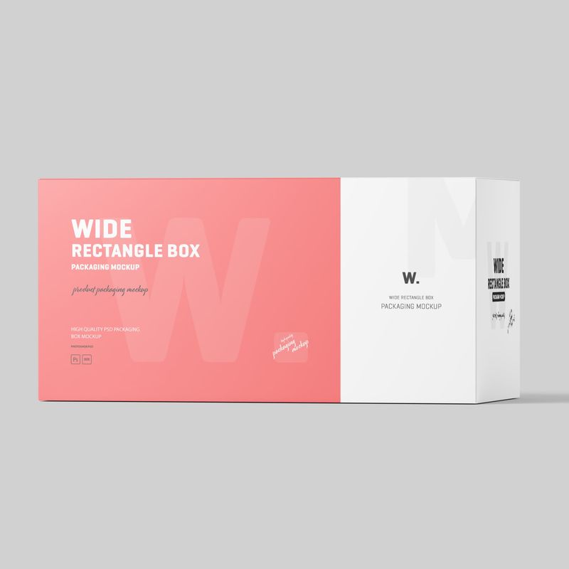 Free Wide Rectangle Box Packaging Mockup 3