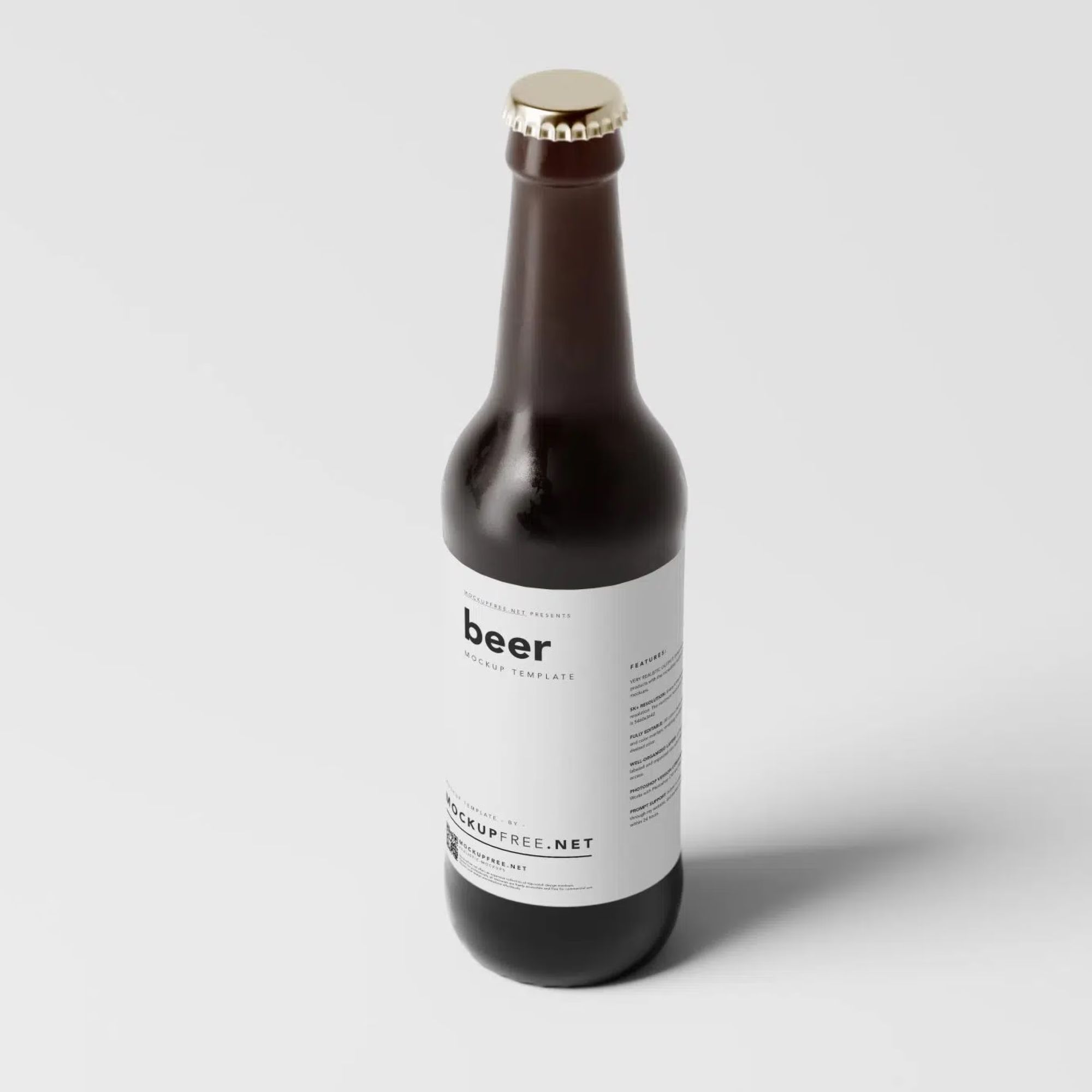 Amber Color Longneck Beer Bottle Mockup 2