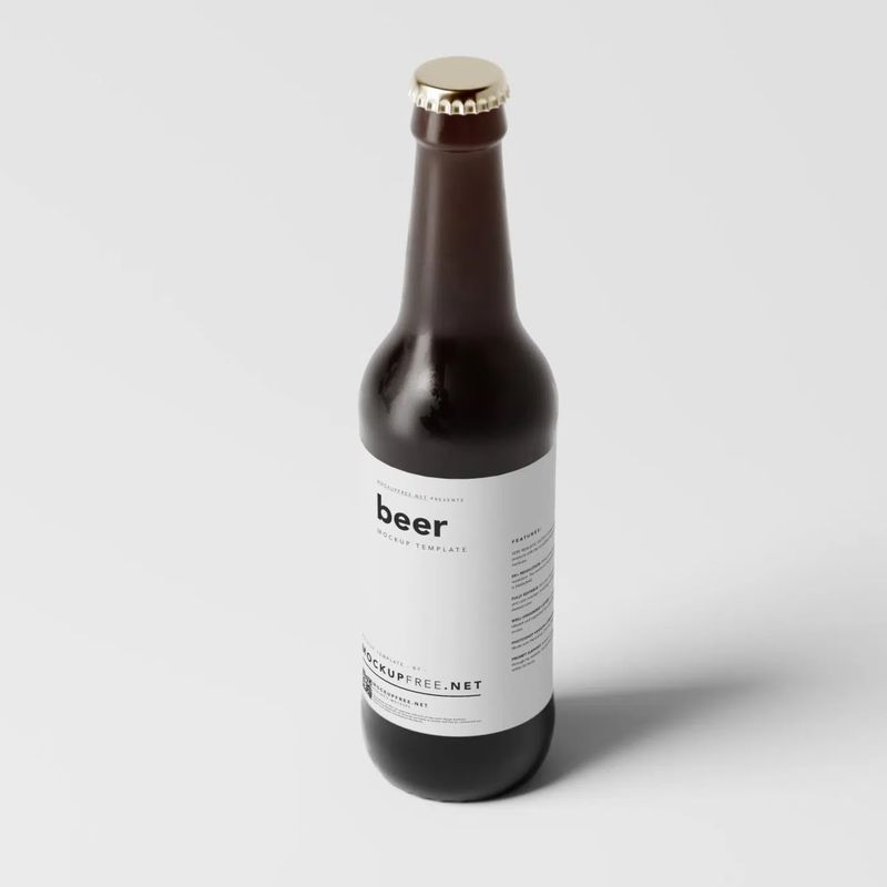 Amber Color Longneck Beer Bottle Mockup 2