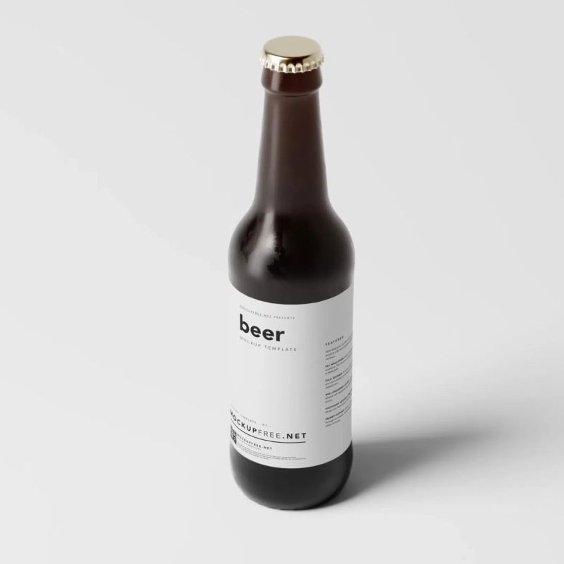 Amber Color Longneck Beer Bottle Mockup 2