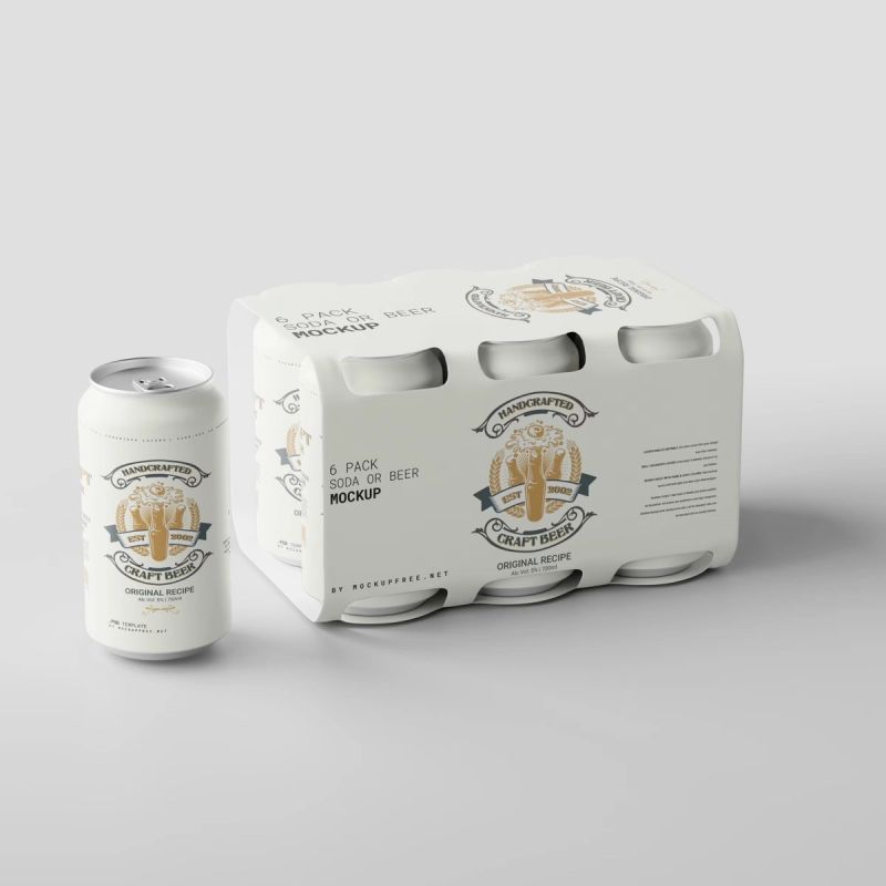 Soda or Beer Can Six-Pack Mockup