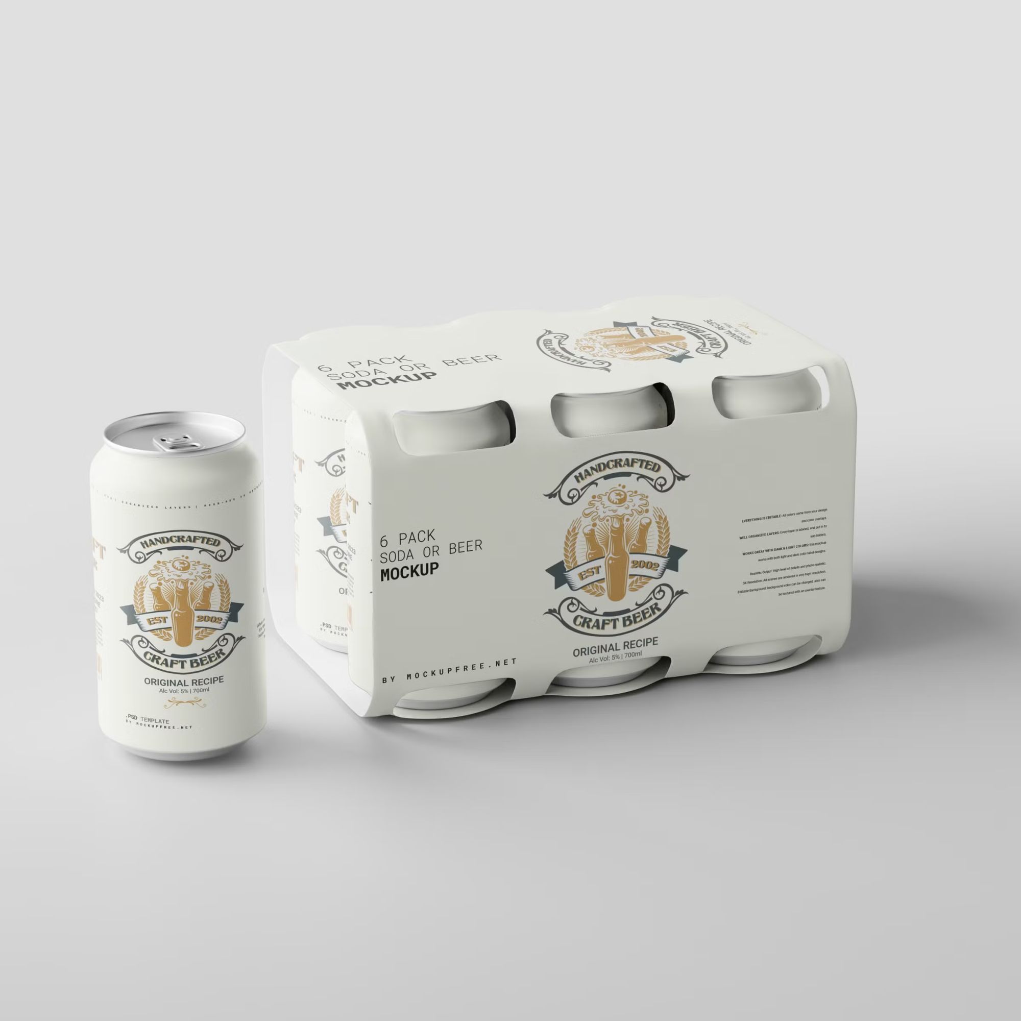 Soda or Beer Can Six-Pack Mockup