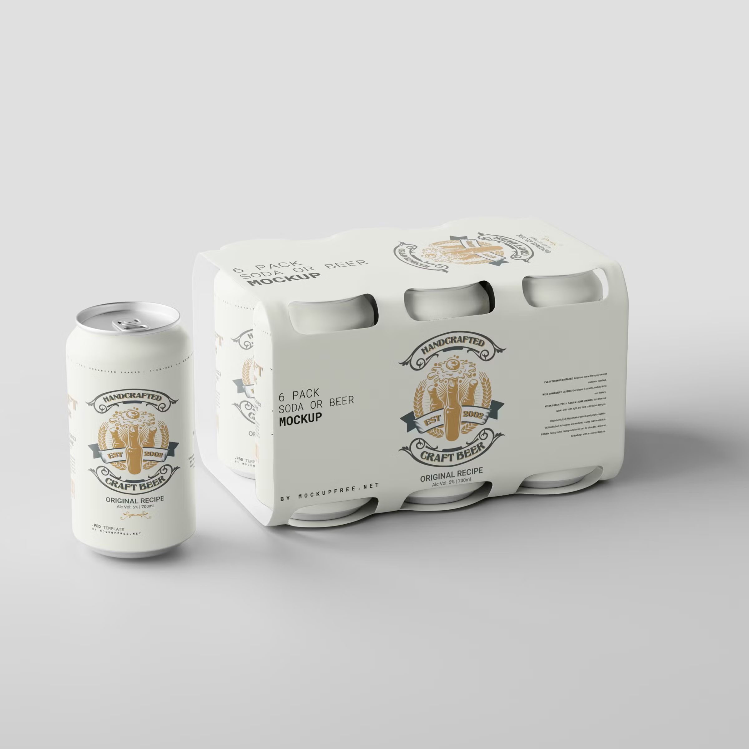 Soda or Beer Can Six-Pack Mockup