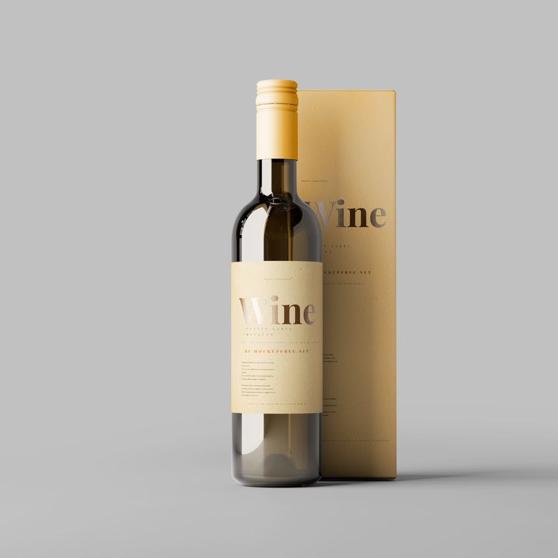 Wine Bottle and Box Mockup