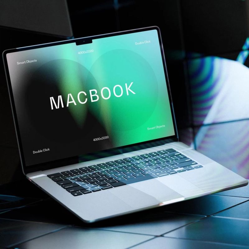 Neon Light MacBook Air Mockup