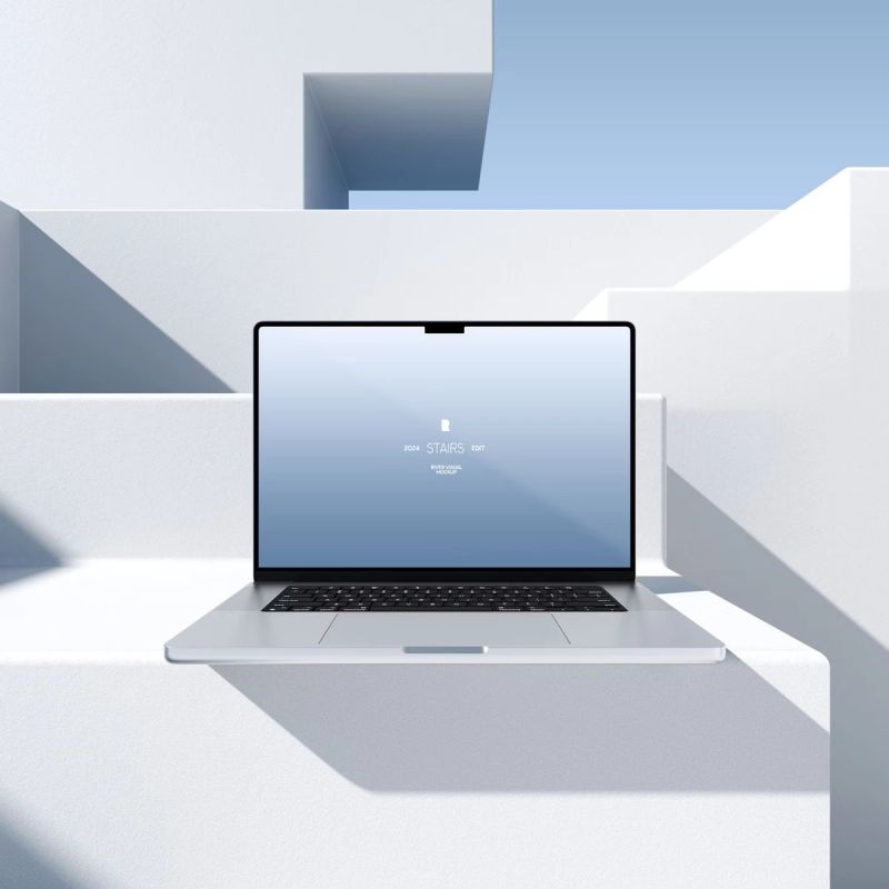 Macbook Pro 16 - Stairs Series Free Mockup