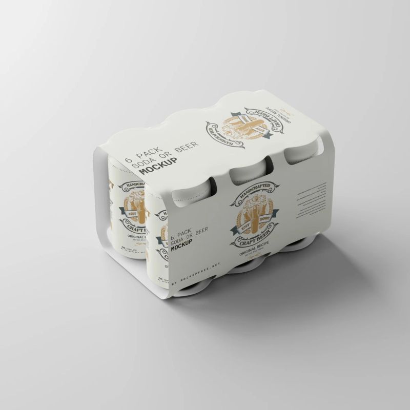Soda or Beer Can Six-Pack Mockup 4