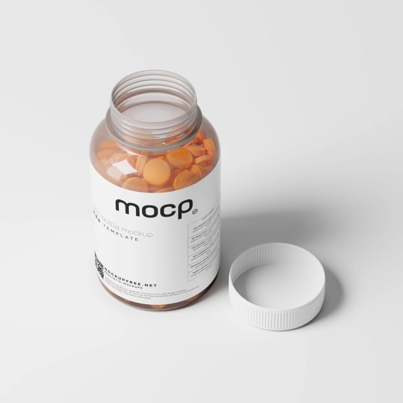 Semi Transparent Pills Bottle Mockups