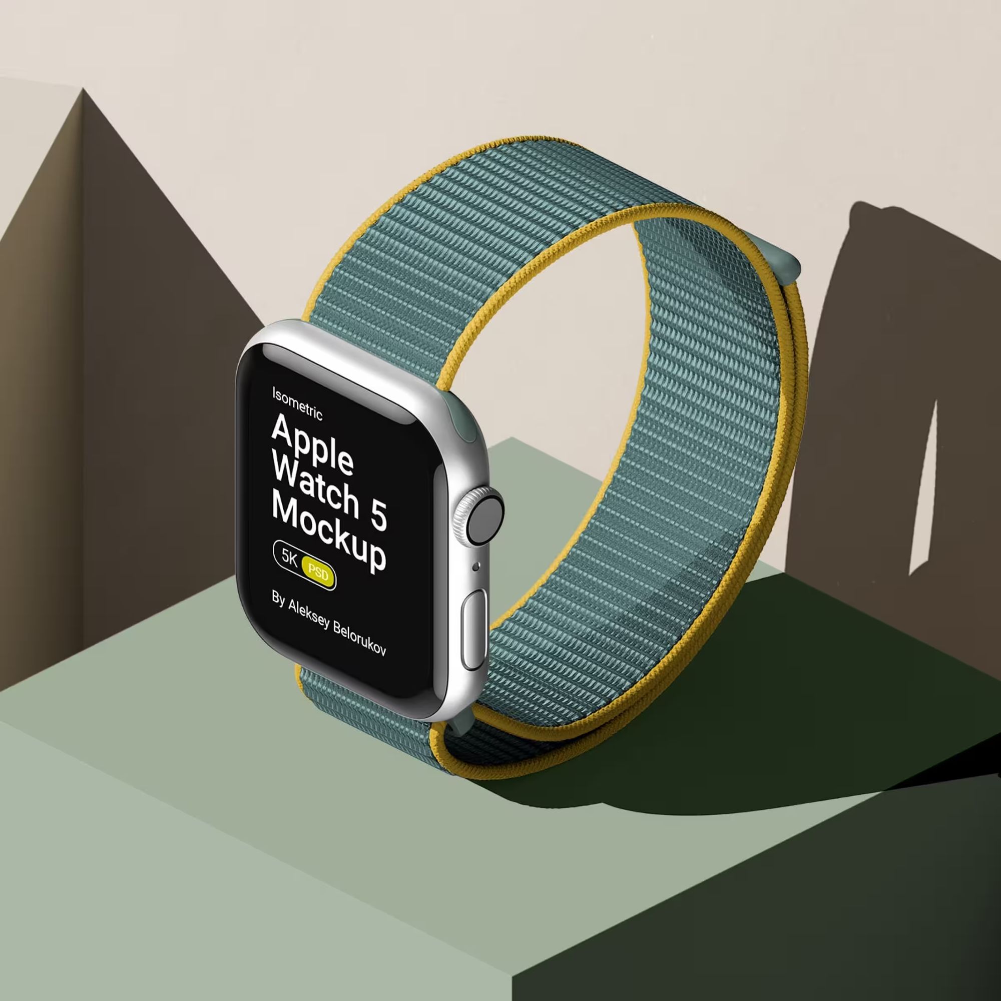 Free Stylish Scene With Iwatch 5 Mockup Isometric
