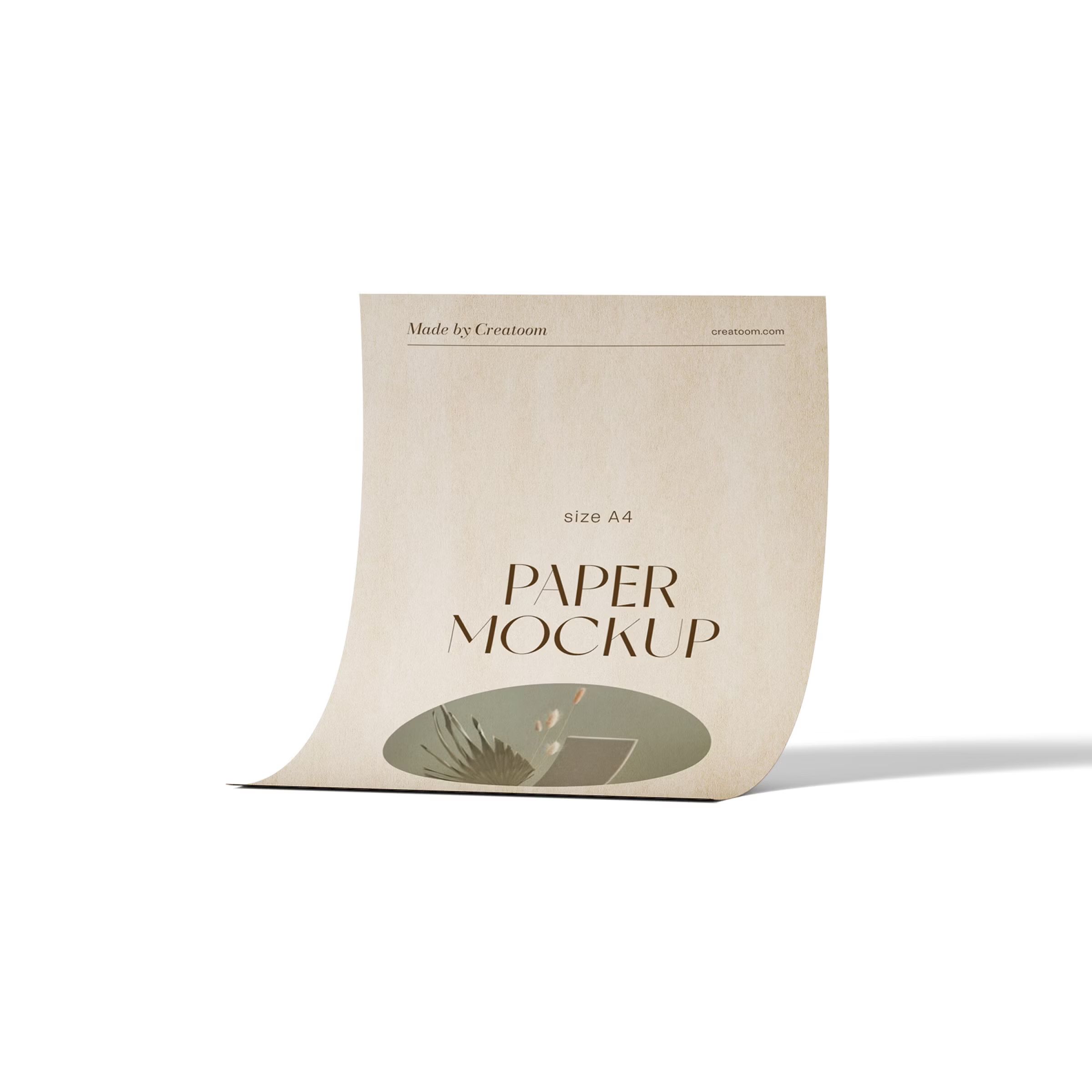 Free Folded Paper Size A4 Mockup V1 Front View