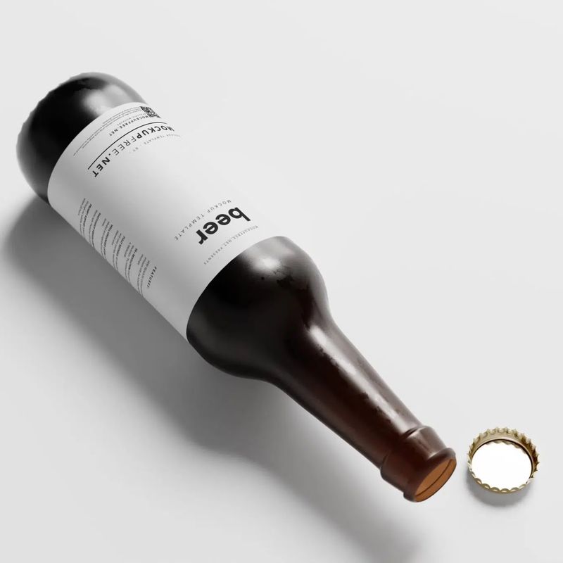 Amber Color Longneck Beer Bottle Mockup 8