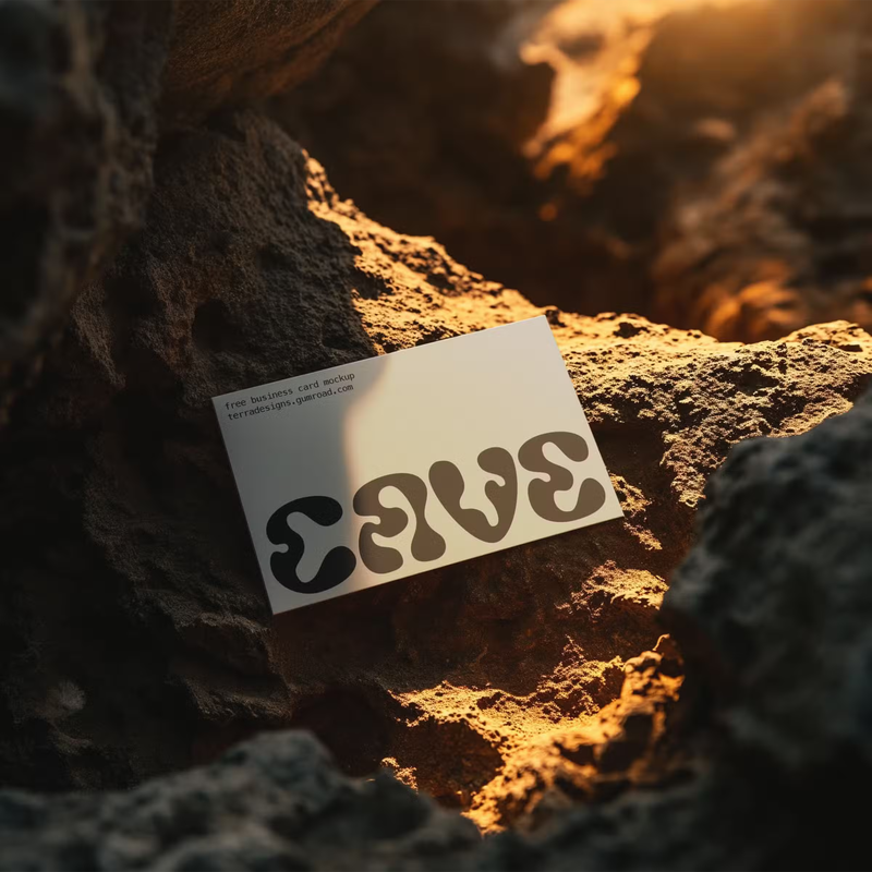 FREE business card mockup - sunlit cave