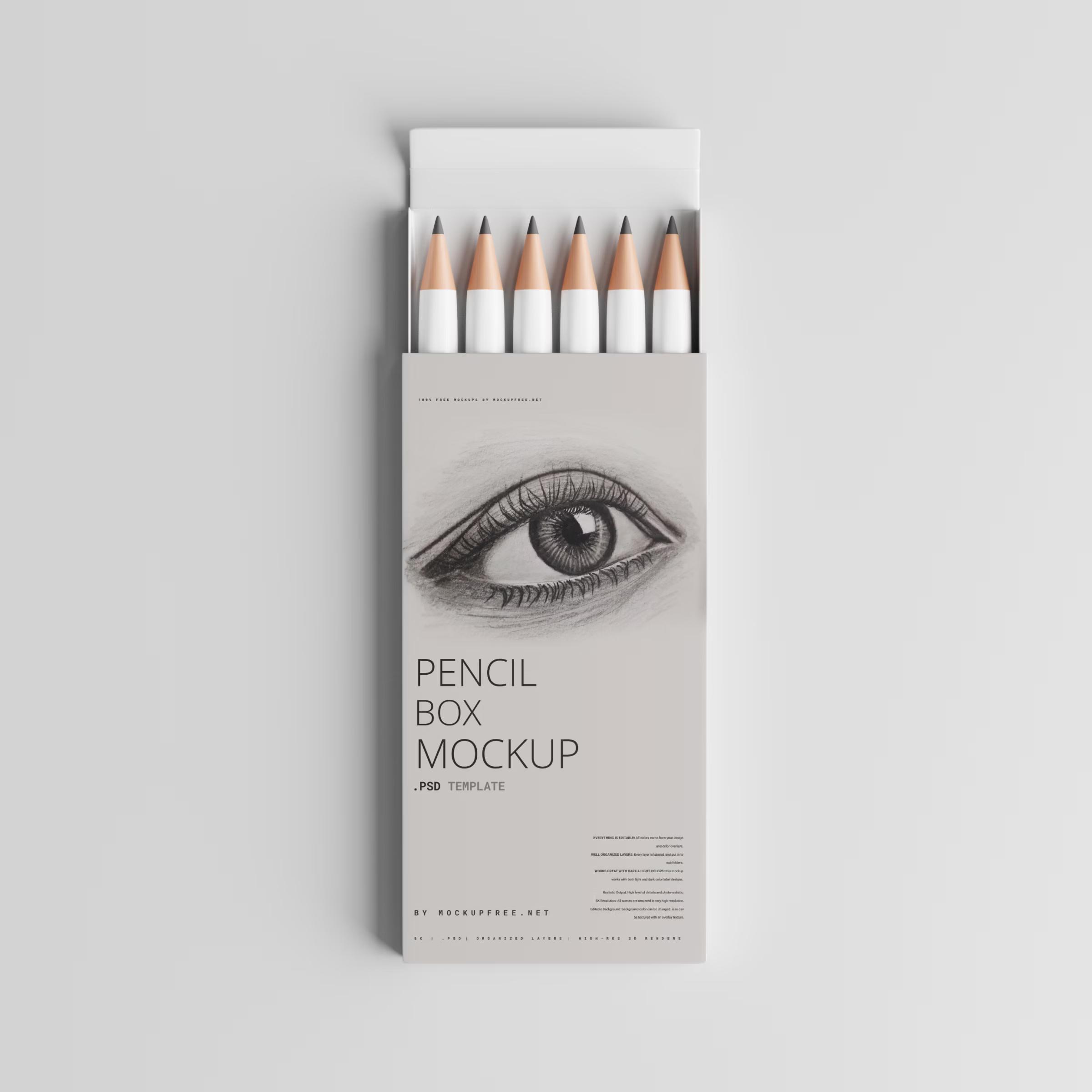 Six Pencil Packaging Box Mockup 3