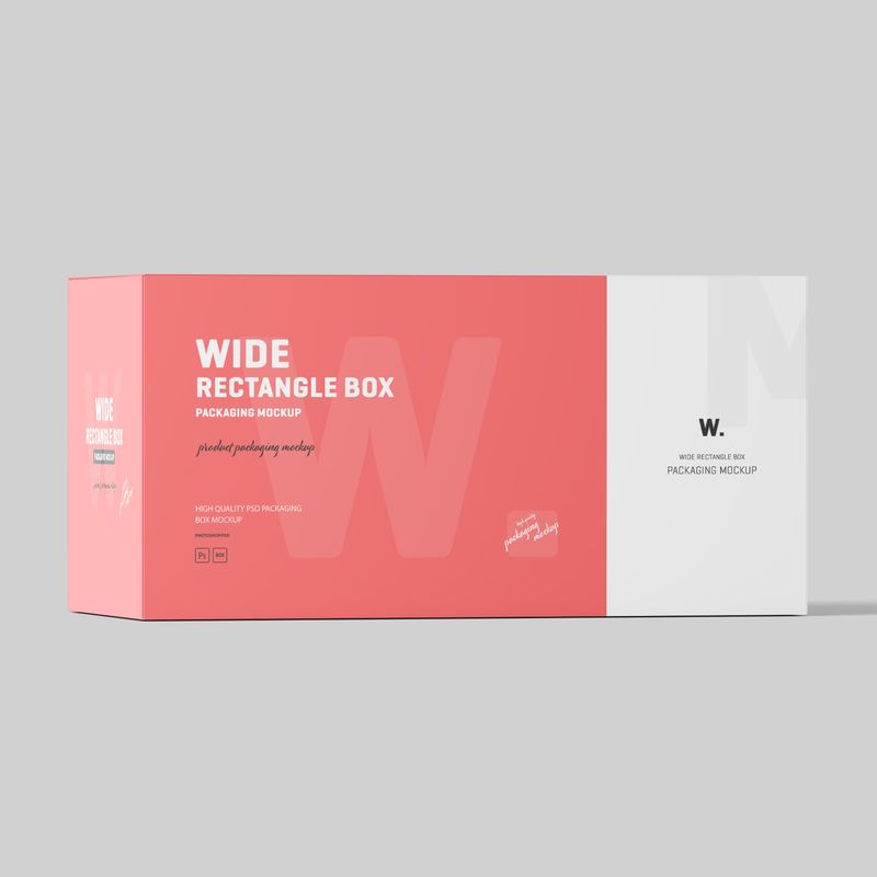 Free Wide Rectangle Box Packaging Mockup