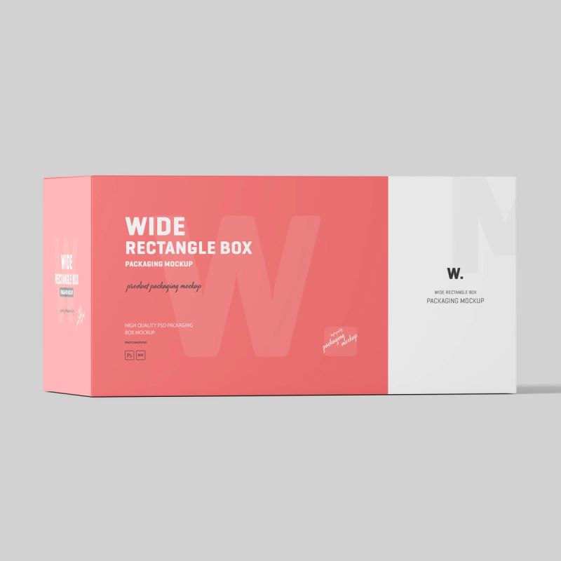 Free Wide Rectangle Box Packaging Mockup