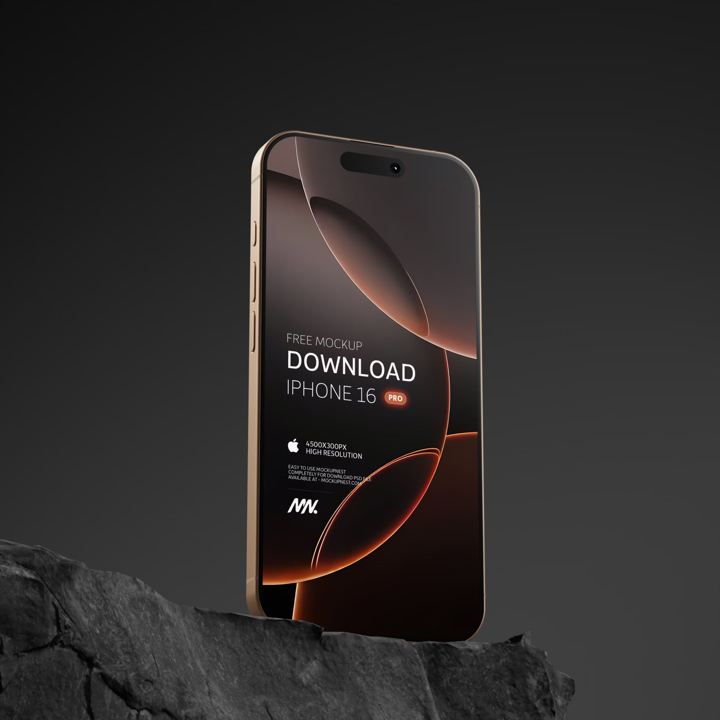 Free iPhone 16 Pro Mockup Desert Titanium Color