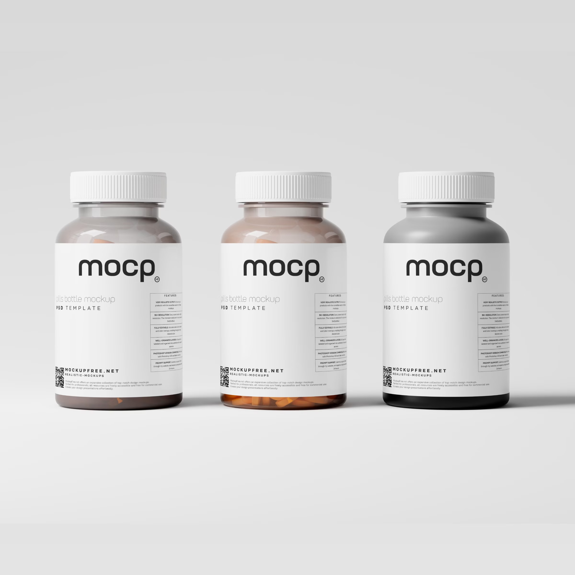 Semi Transparent Pills Bottle Mockups 2