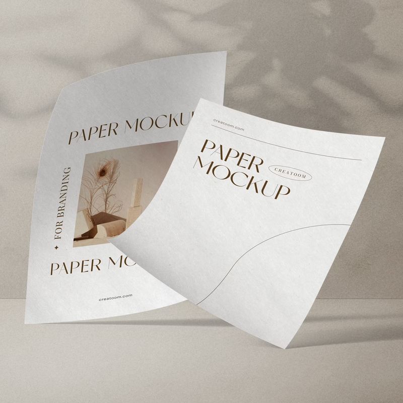 Free Folded Paper Mockups Front View